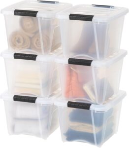 IRIS USA 19 Qt Stackable Plastic Storage Bins with Lids, 6 Pack – BPA-Free
