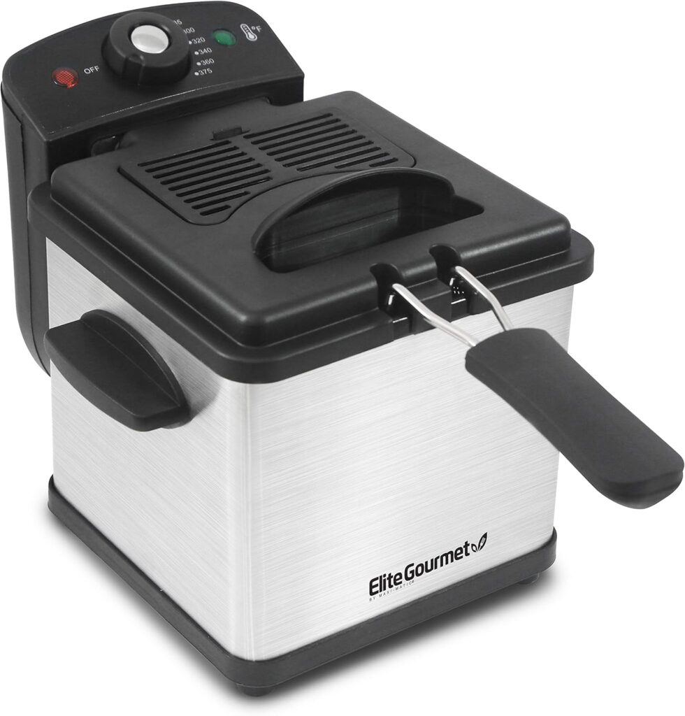 Elite Gourmet EDF1607# 800-Watt Mesh Basket 1.6 Quart / 6.5 Cup Oil Capacity