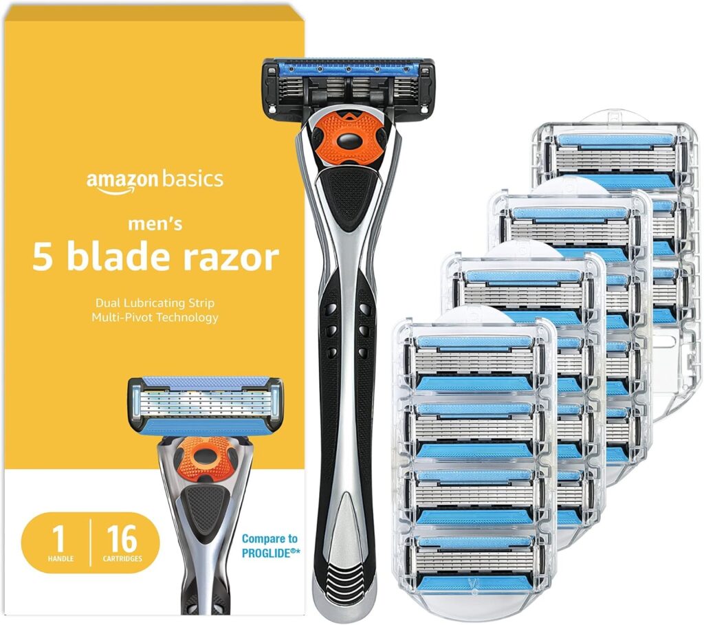 Amazon Basics 5-Blade MotionSphere Men’s Razor with Dual Lubrication