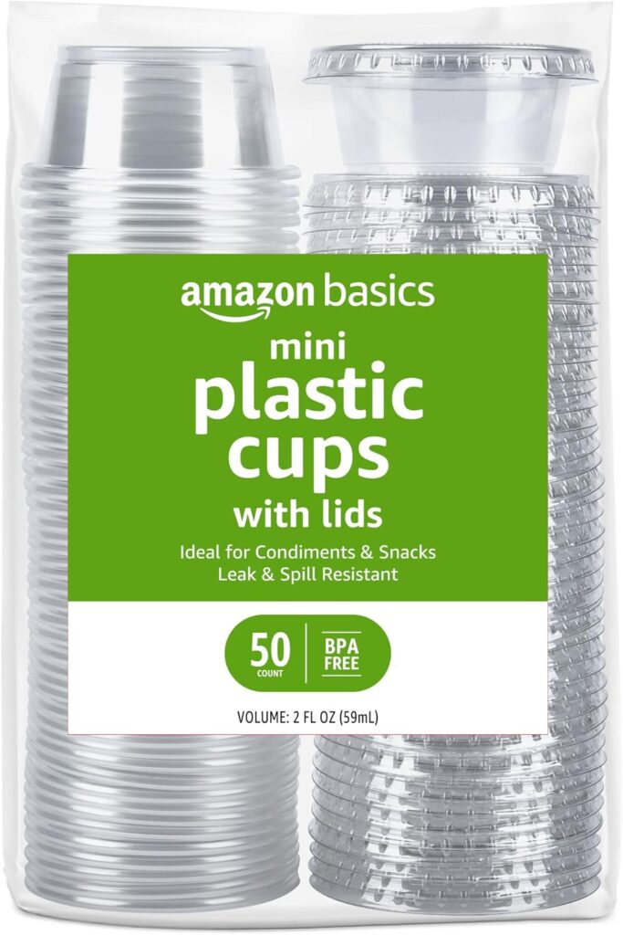 Amazon Basics Disposable Plastic To-Go Cups and Lids 2oz 50ct